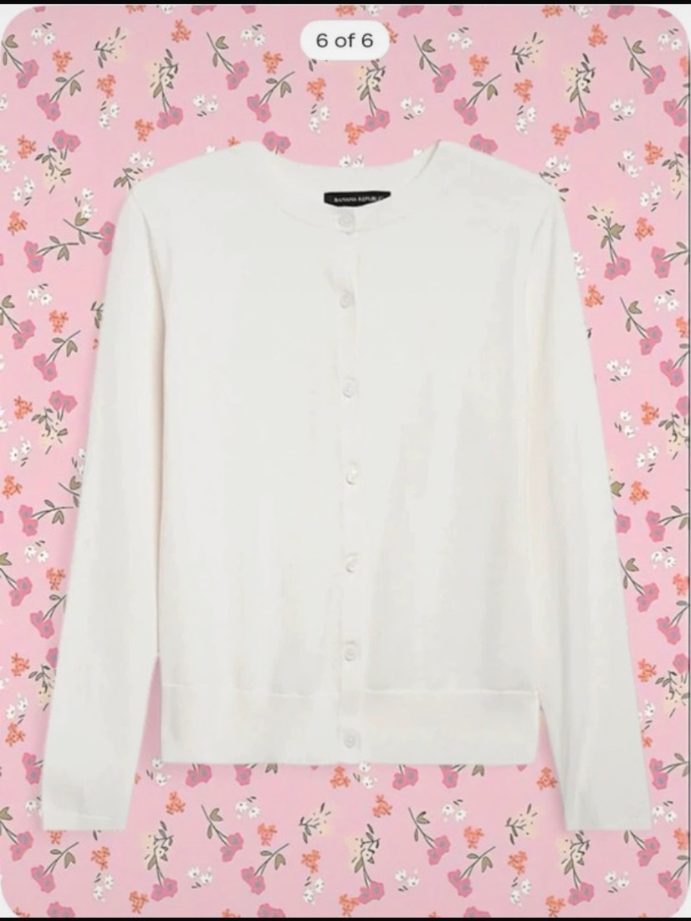 Banana Republic Cream Crewneck Button-Front Cardigan